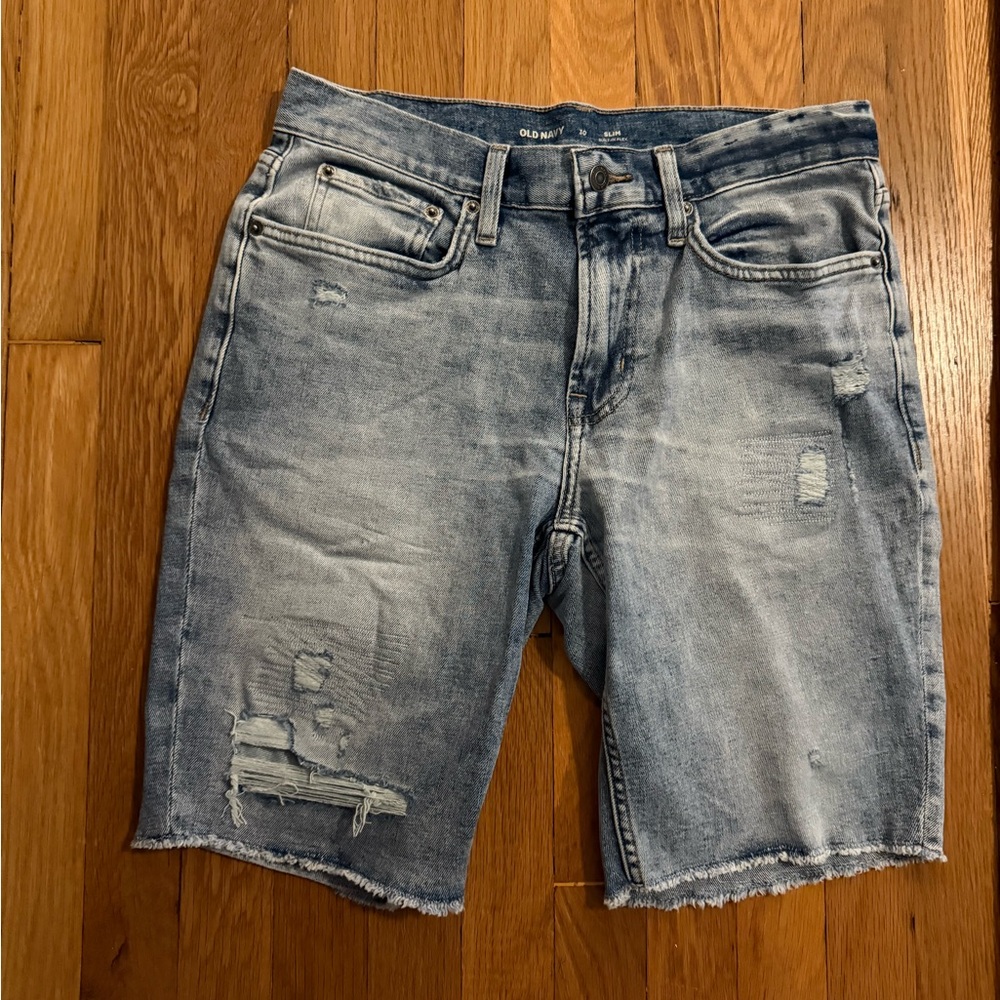 Old Navy Men's Light Blue Distressed Jean Shorts